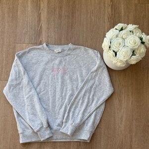 Coquette Pink Bow Embroidered Sweater